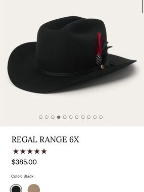 Stetson Black Western Hat with Red Feather Accent